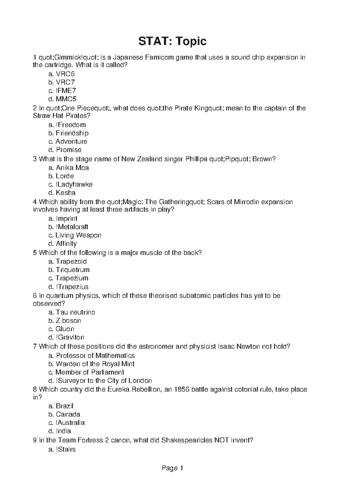 STAT260 Assignment 5 - STAT: Topic 1 quot;Gimmick!quot; is a Japanese ...
