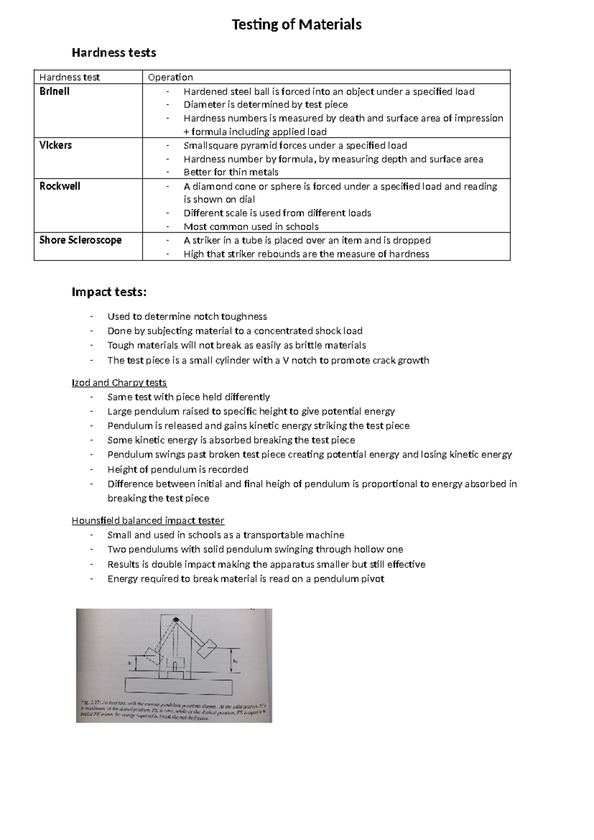 Engineering studies material Notes Yr 12 - Testing of Materials ...