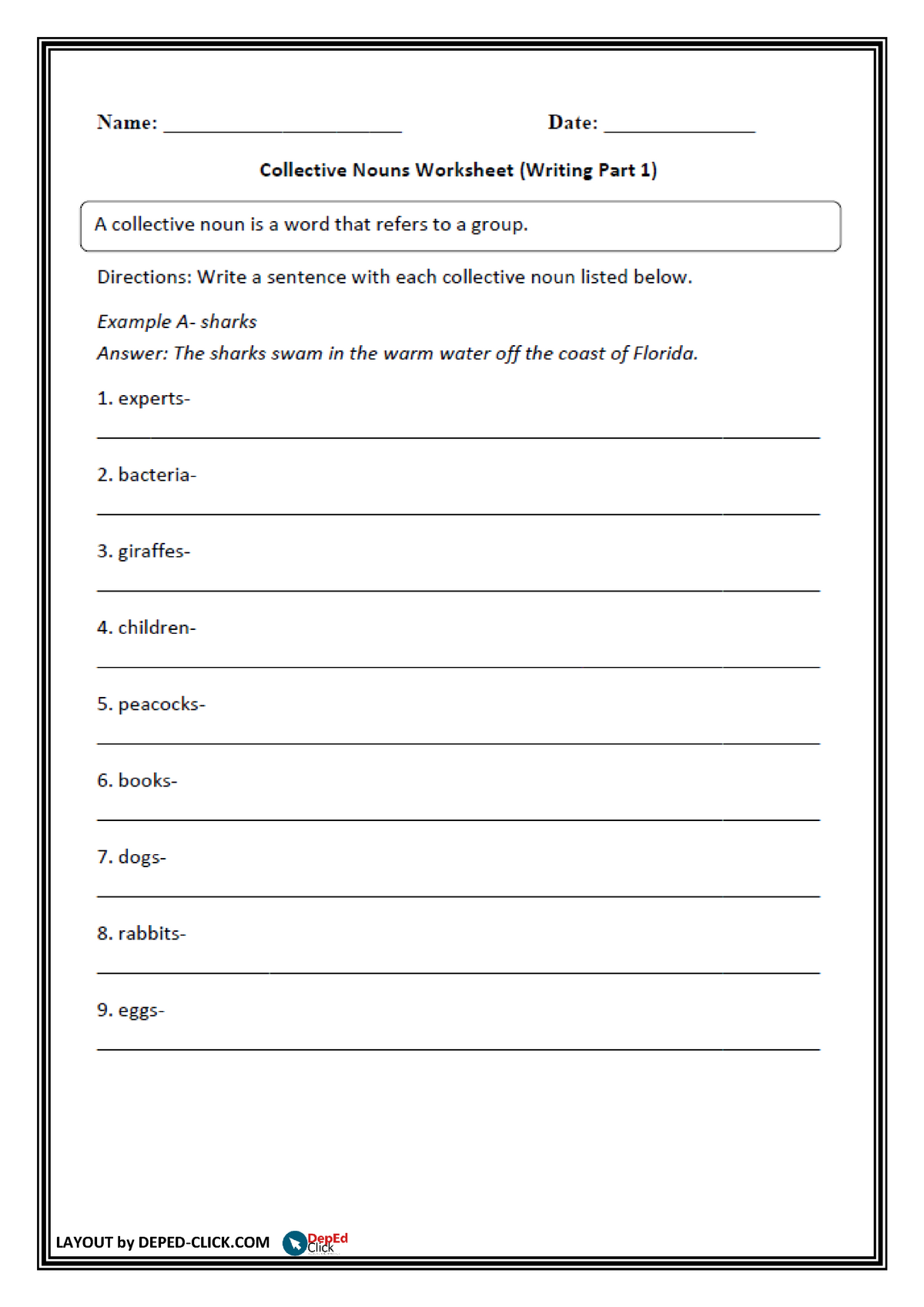 Grade 6 Nouns Worksheet - AB English Language - LAYOUT By DEPED-CLICK ...