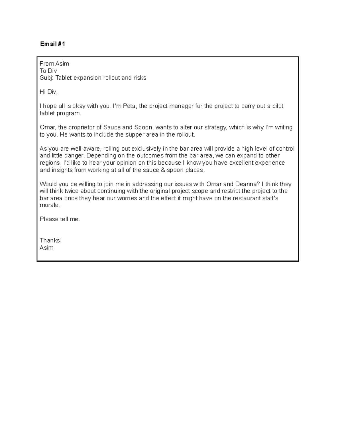 Task - Email Coalition - Email # From Asim To Div Subj: Tablet ...