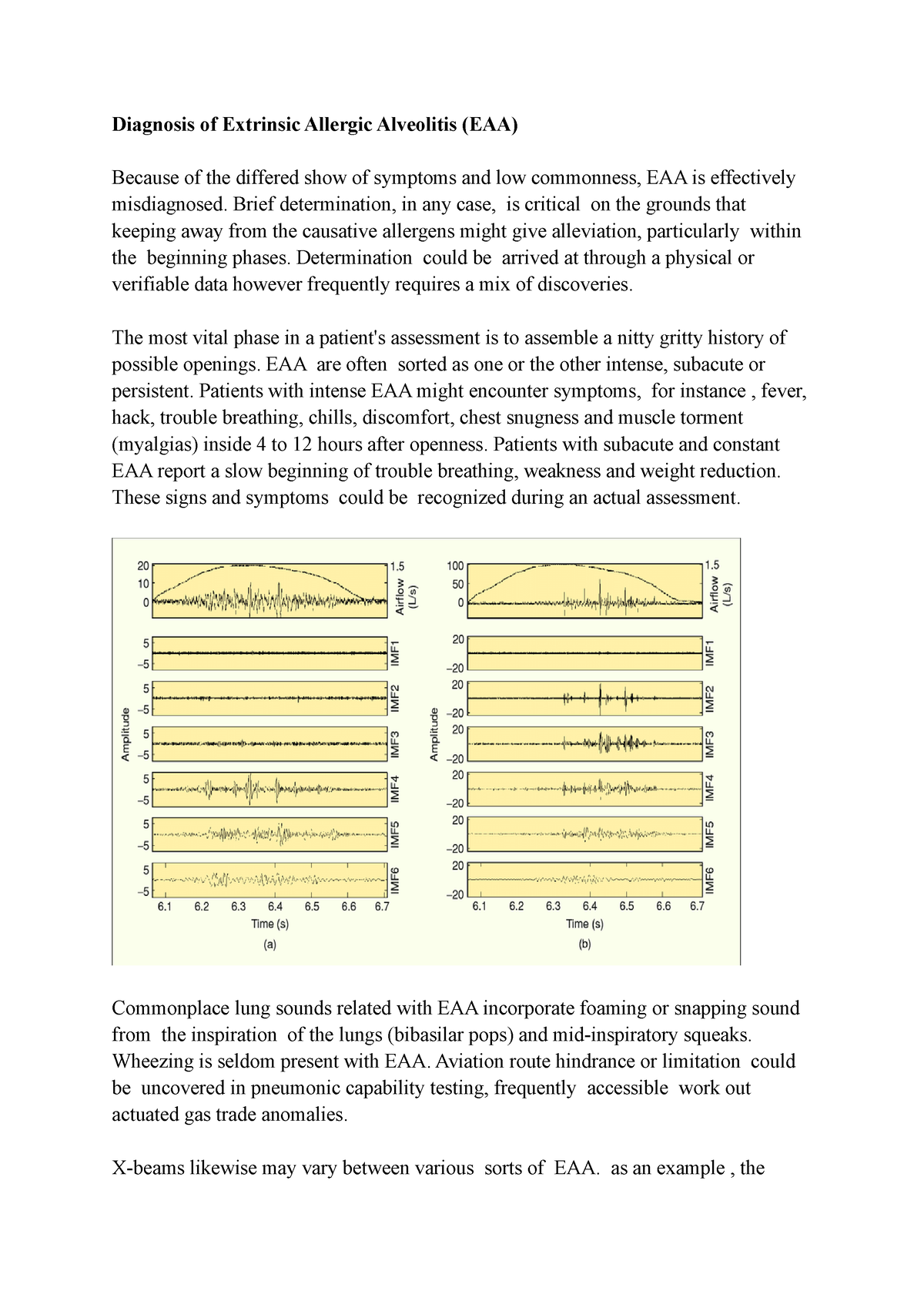 Diagnosis Of Extrinsic Allergic Alveolitis Eaa Brief Determination In Any Case Is Critical