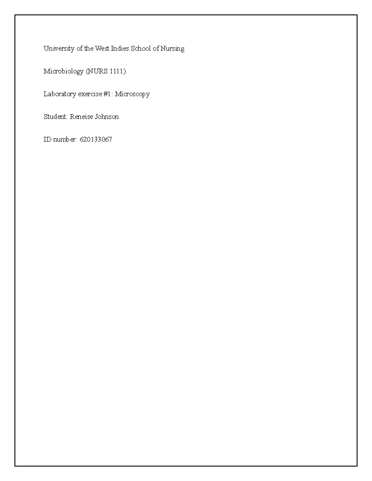 Microscopy sheet - University of the West Indies School of Nursing ...
