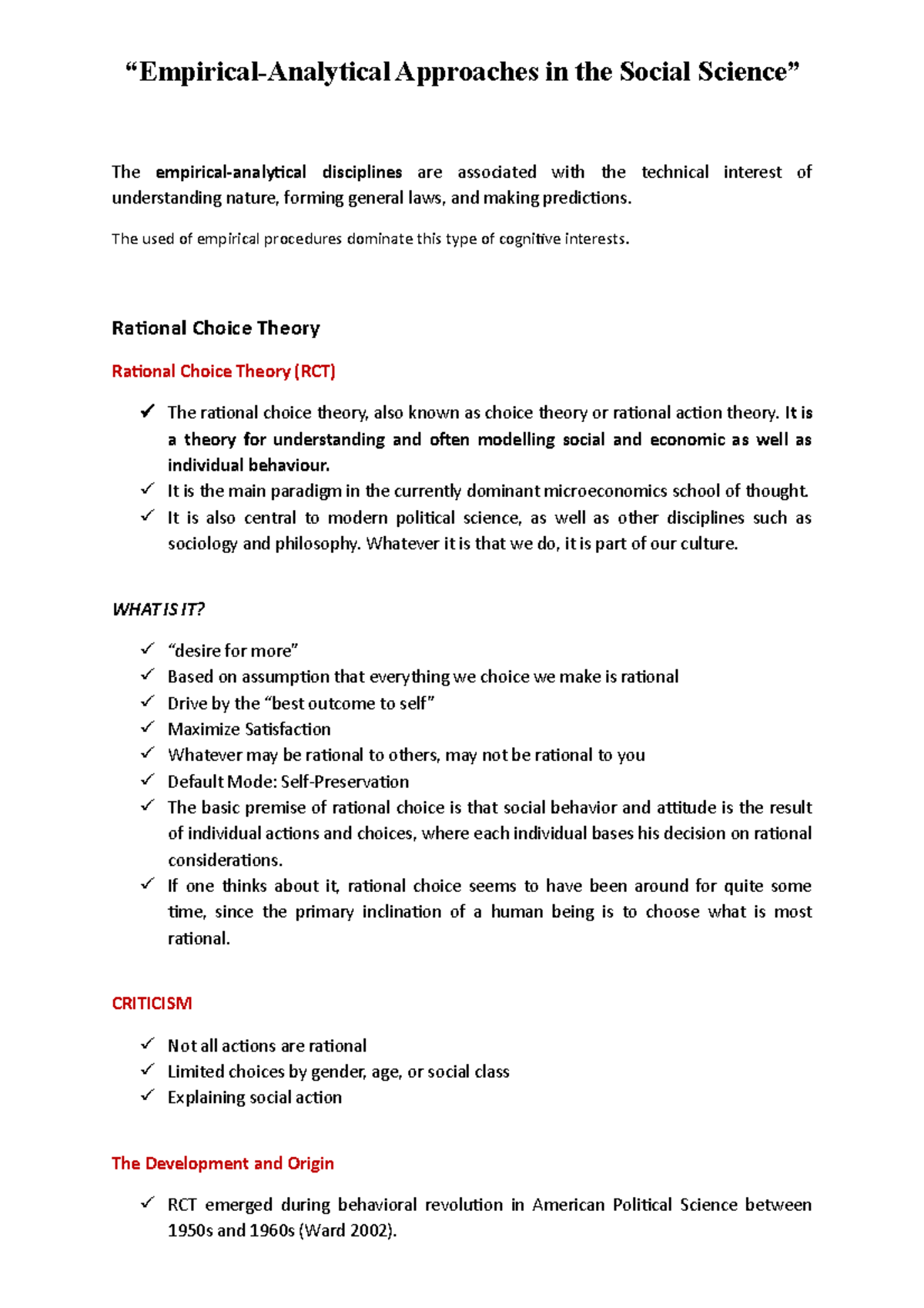 Empirical Analytical Approaches IN THE Social Science social studies