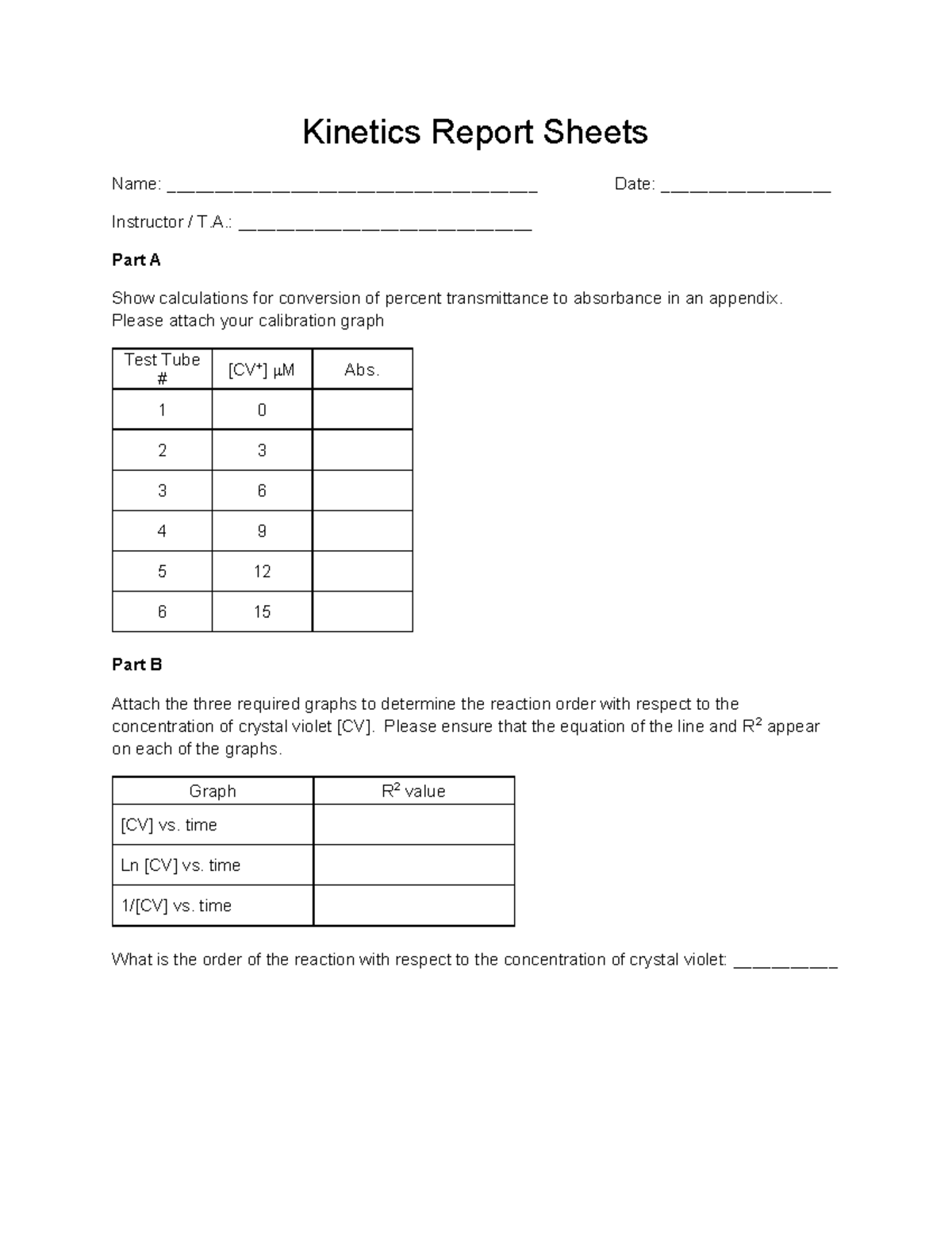 Kinetics Report Sheets - Kinetics Report Sheets Name