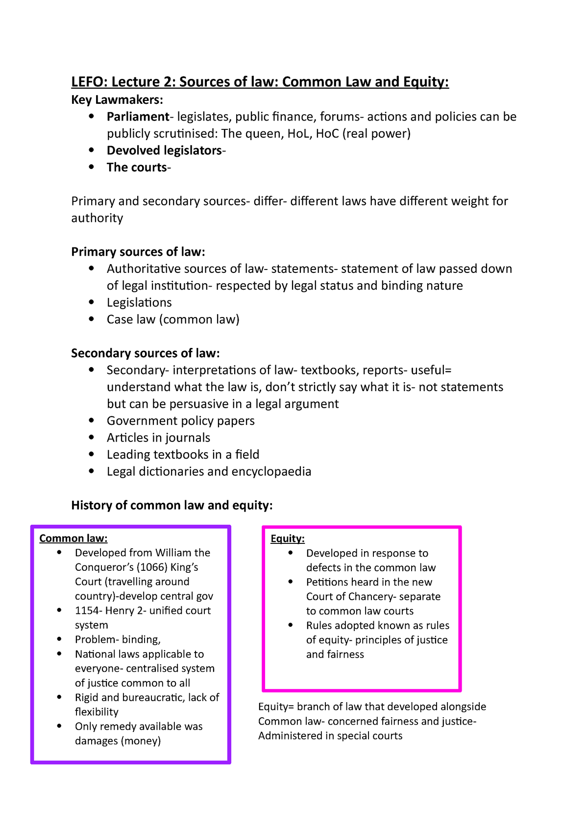 2-sources-of-law-common-law-and-equity-lefo-lecture-2-sources-of