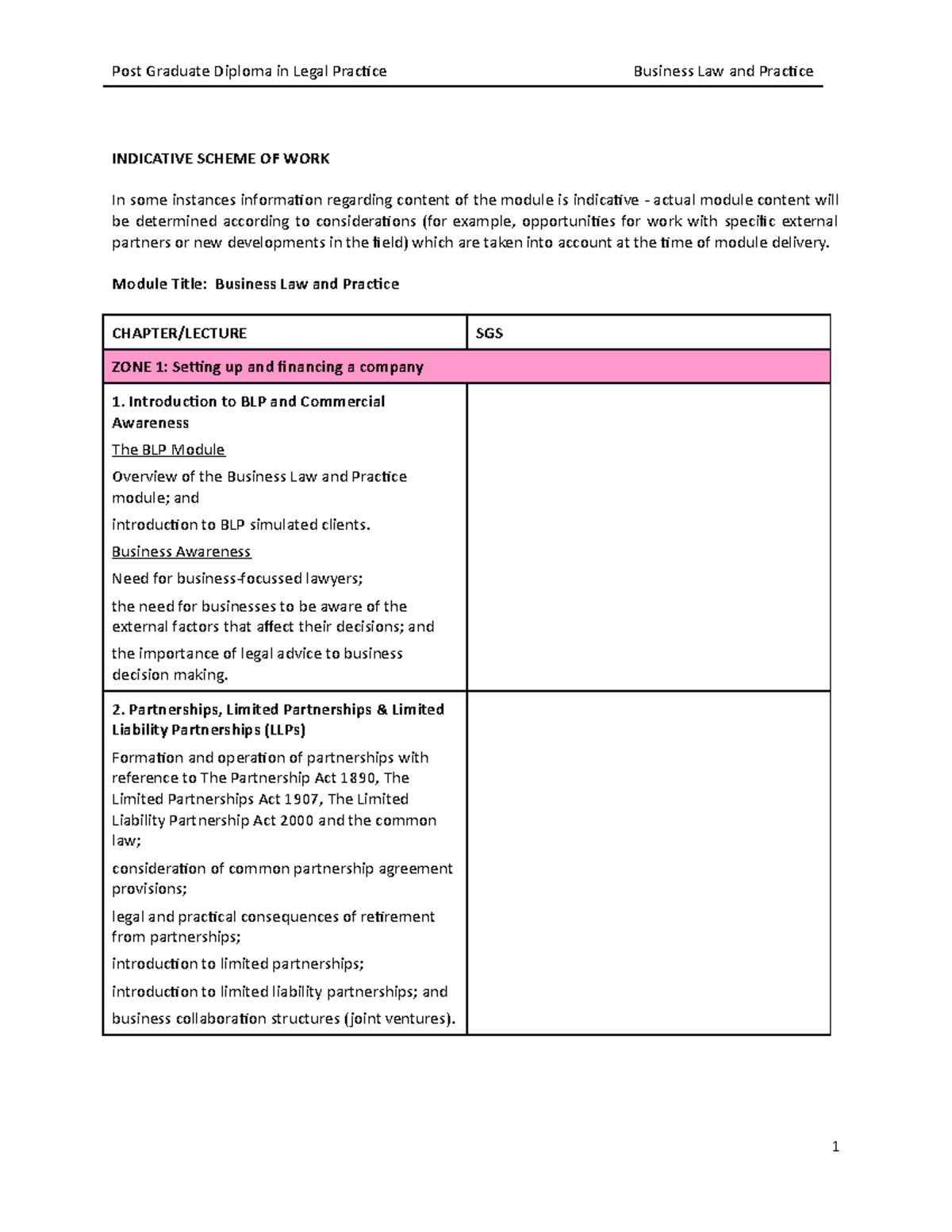 22-23 LPC BLP module outline - INDICATIVE SCHEME OF WORK In some ...