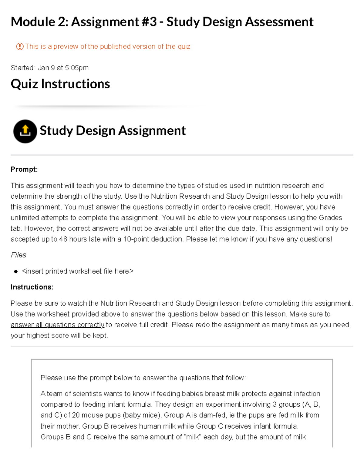 03 Study Design Assessment Canvas - Module 2: Assignment #3 - Study ...