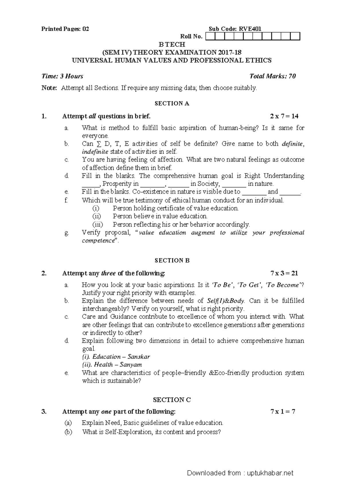 Universal Human Values Professional Ethics Rve401 2017 1