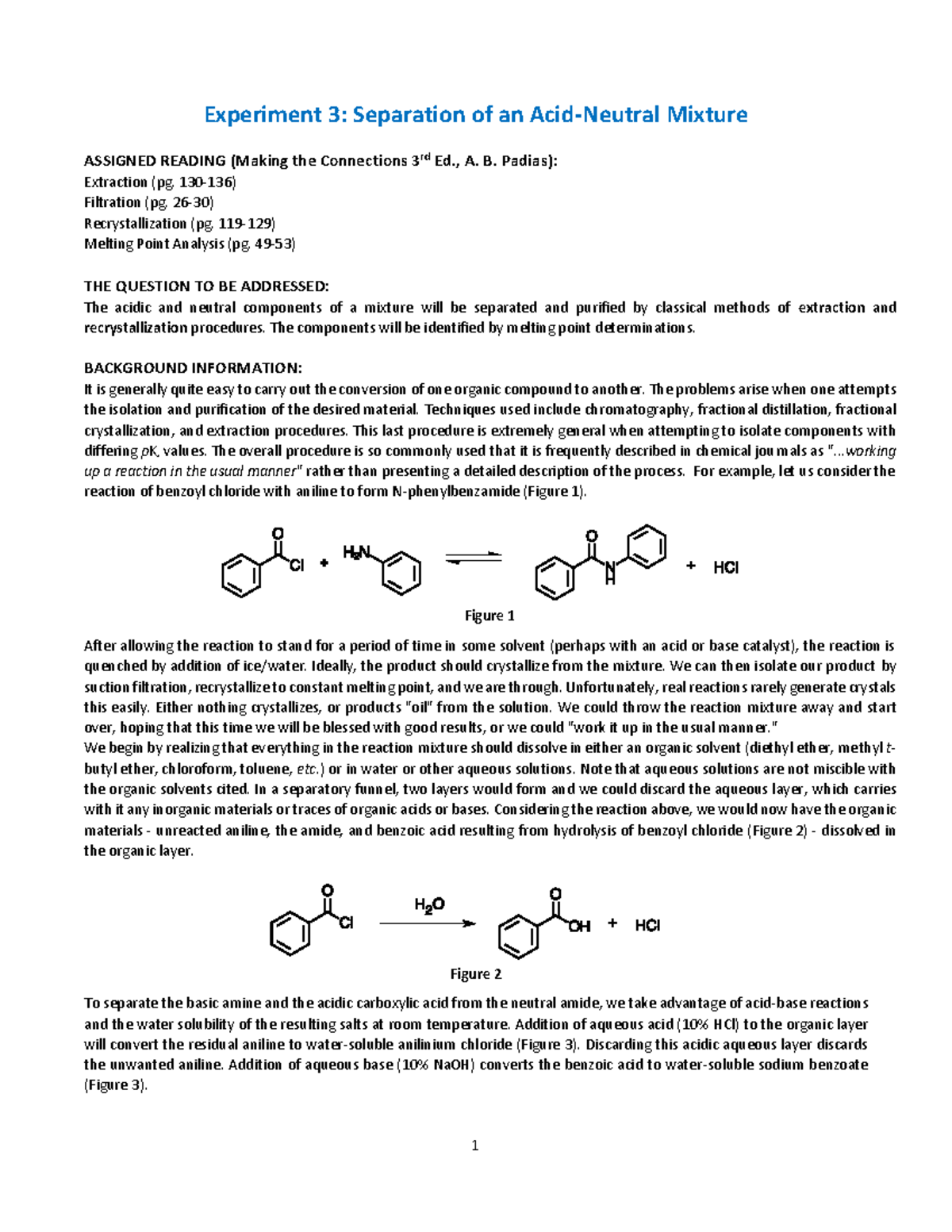 experiment 2 separation of acidic and neutral substances