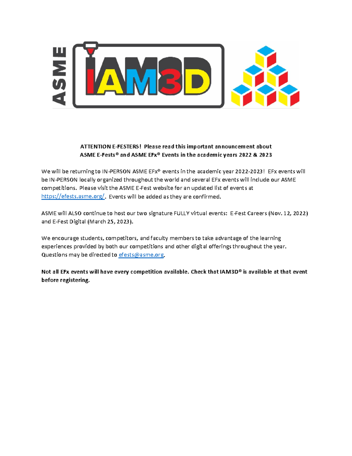 2023 ASME IAM3D Competition Rules Final - ATTENTION E-FESTERS! Please ...