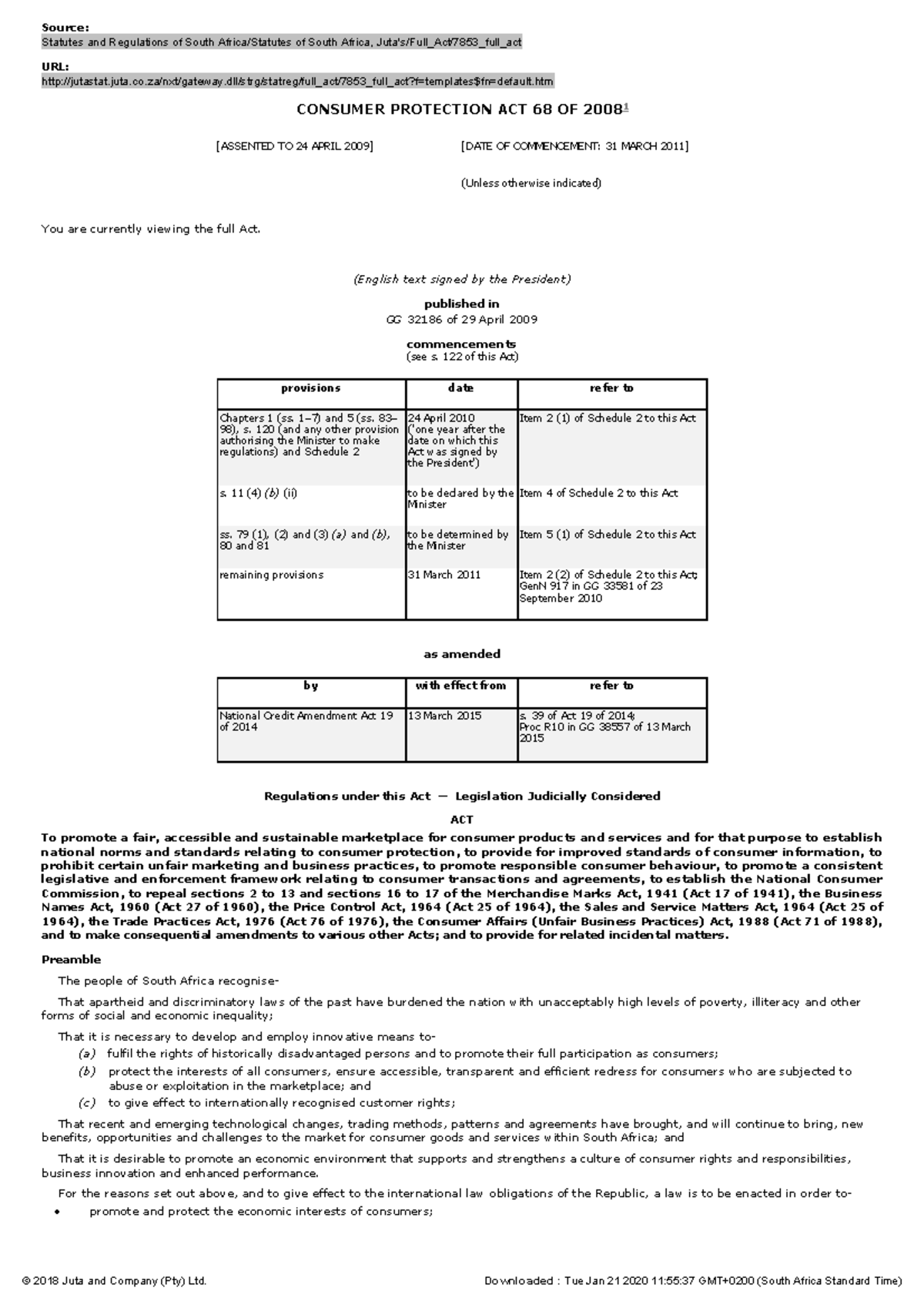 Purpose Of Consumer Protection Act 68 Of 2008