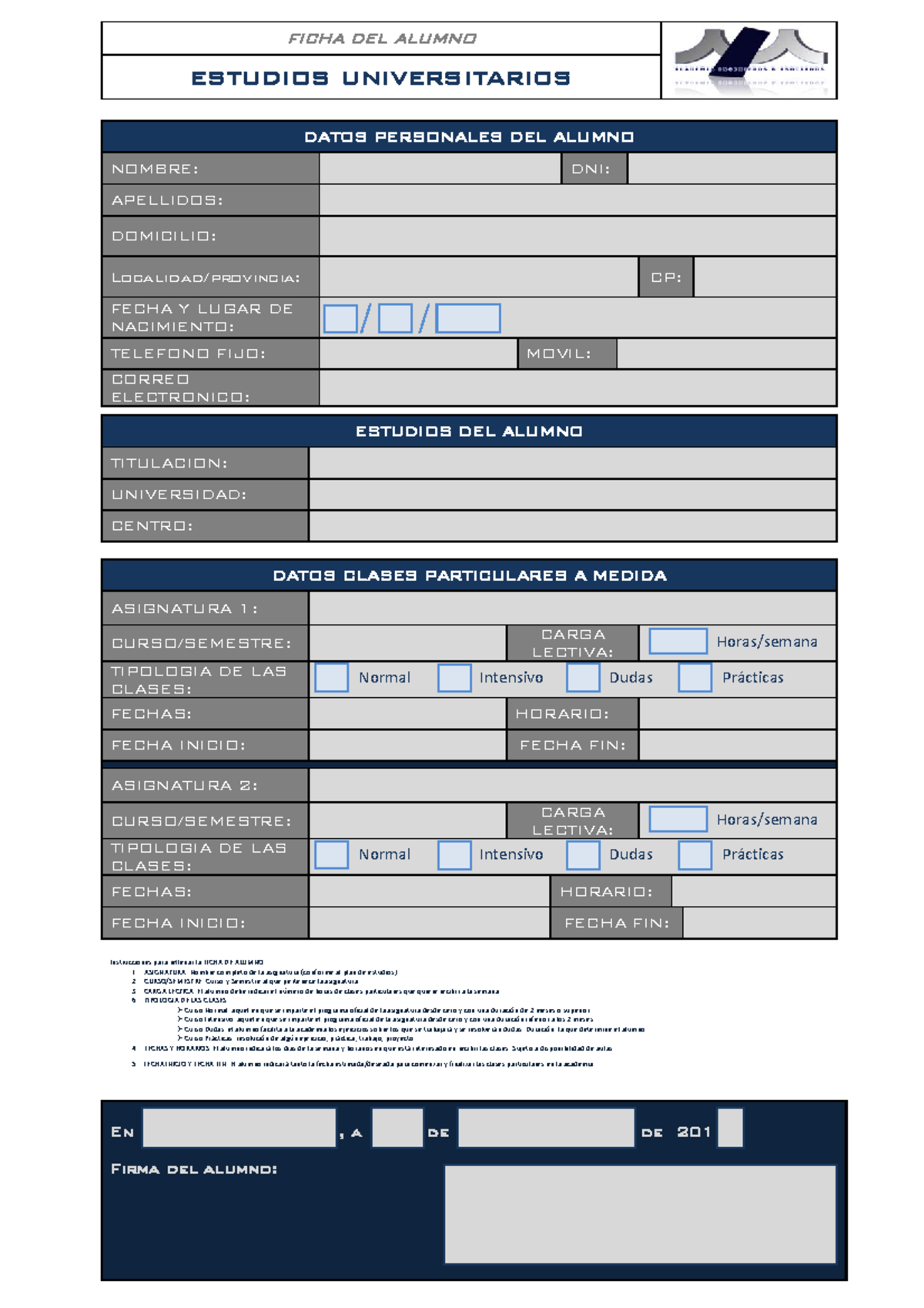 Ficha DE Alumno Universitario Original - FICHA DEL ALUMNO ESTUDIOS ...