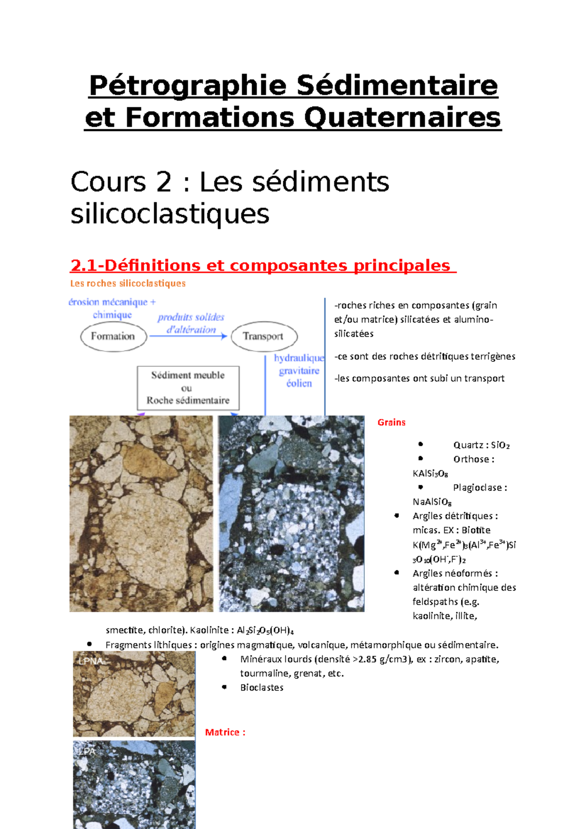 pétrographie sédimentaire - Pétrographie Sédimentaire et Formations ...