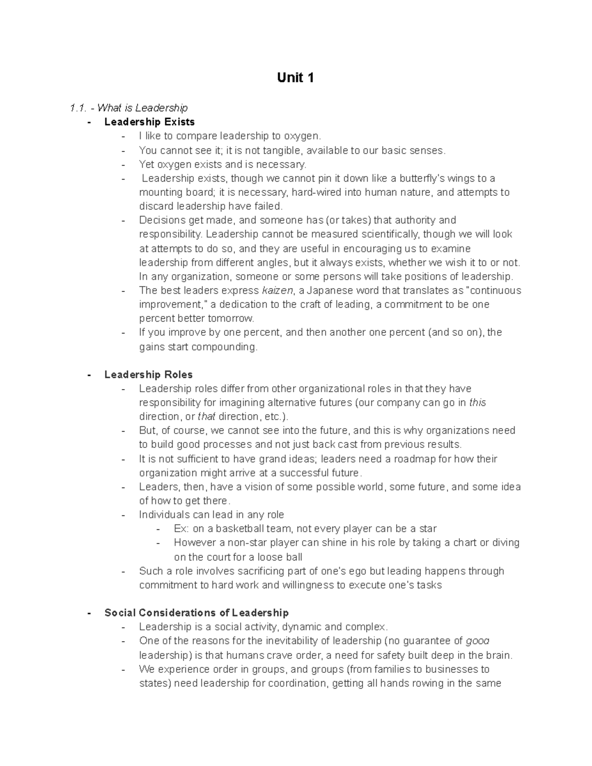 Leadership Lecture Notes & Quiz Bank - Studocu