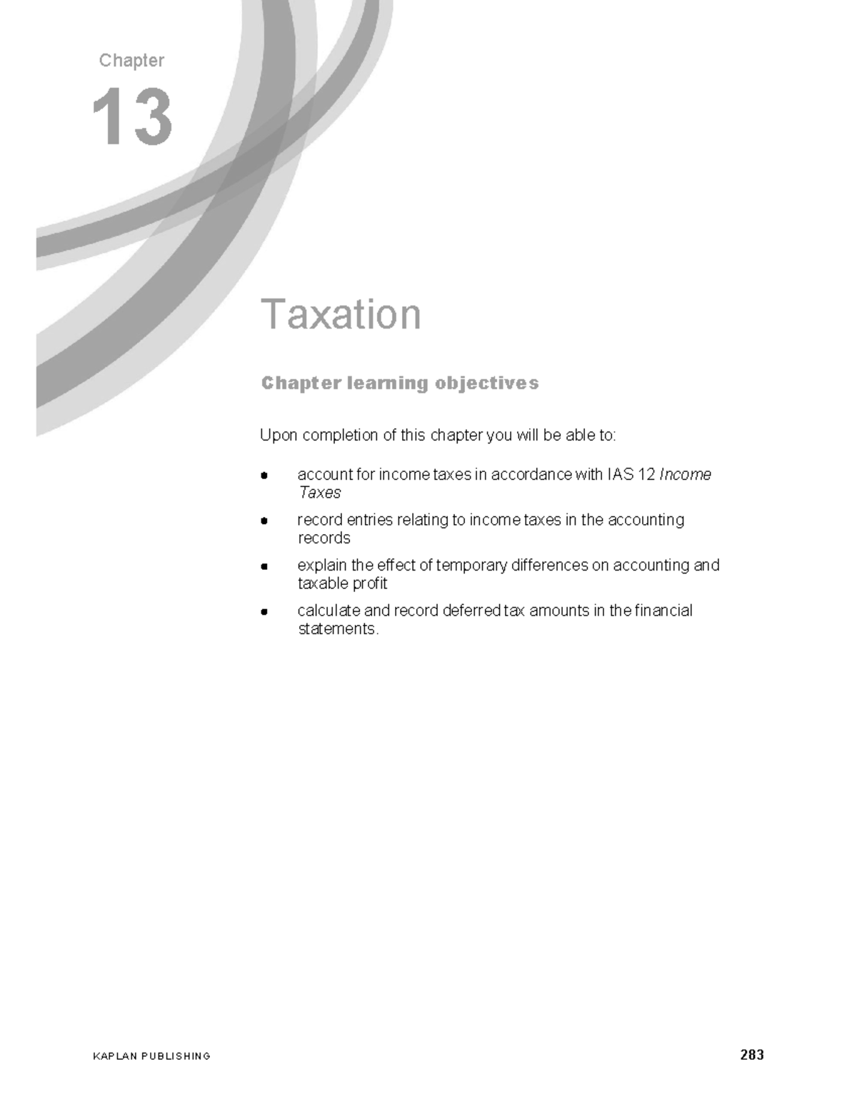 ICAP DEF TAX Theory IAS12 Taxation Chapter learning objectives Upon