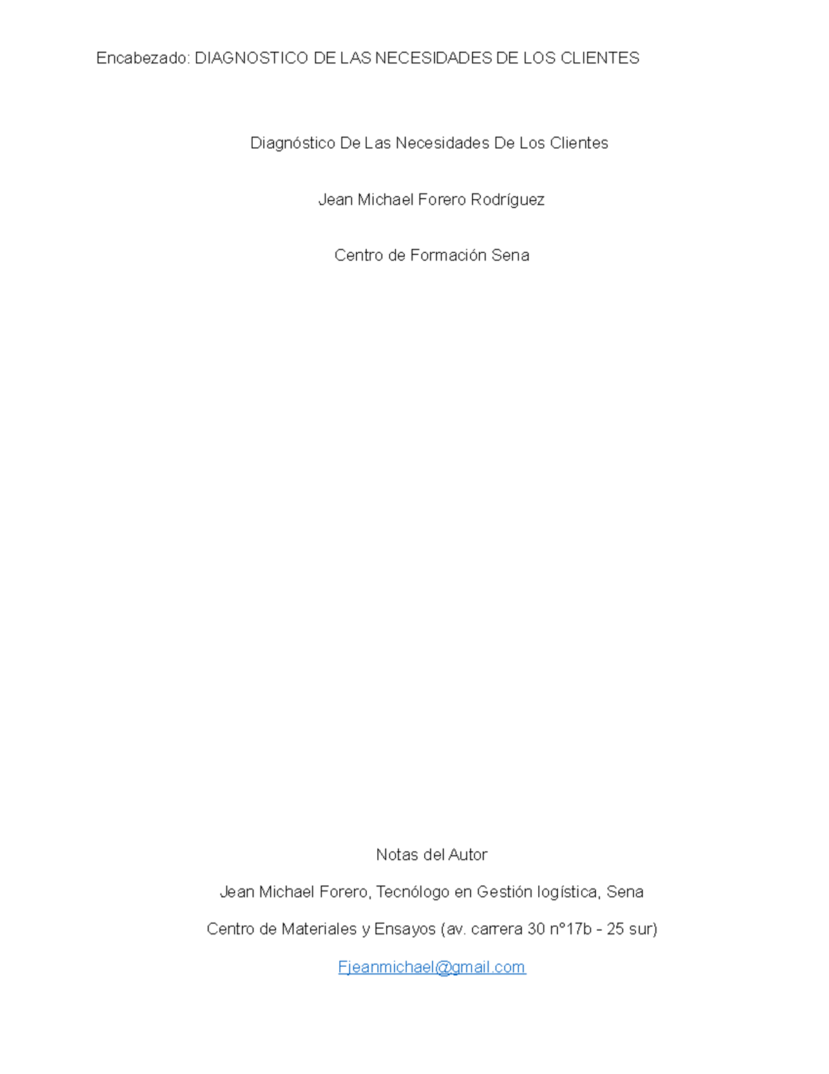 Diagnóstico De Las Necesidades De Los Clientes - Diagnóstico De Las ...