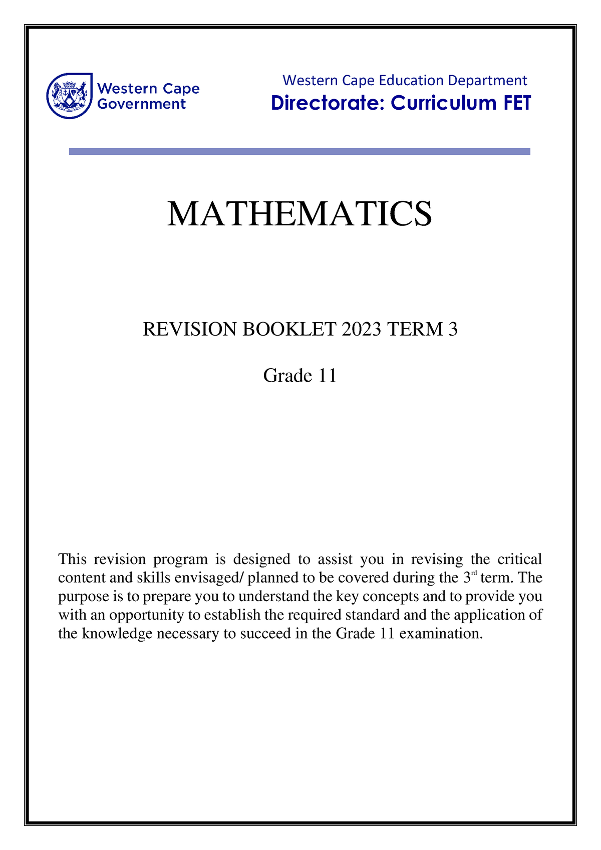 grade 11 assignment term 3 2023