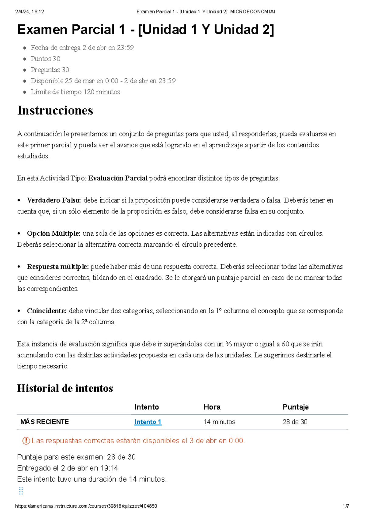 Examen Parcial 1 - [Unidad 1 Y Unidad 2] Microeconomia I - Examen ...