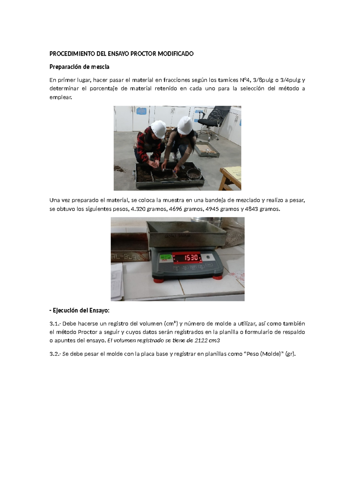 Laboratorio Proctor - PROCEDIMIENTO DEL ENSAYO PROCTOR MODIFICADO ...