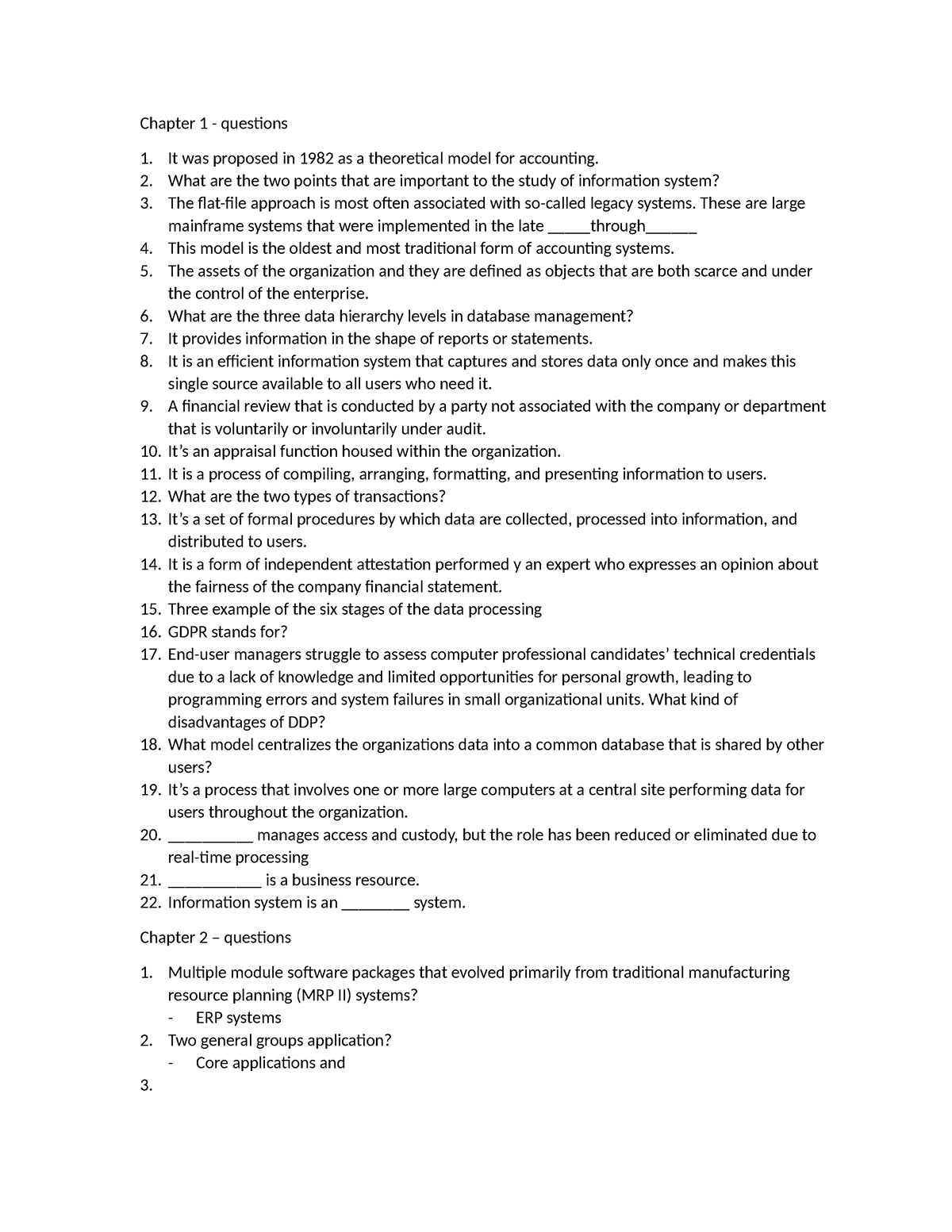 AIS Prelim - Chapter 1 - questions It was proposed in 1982 as a ...