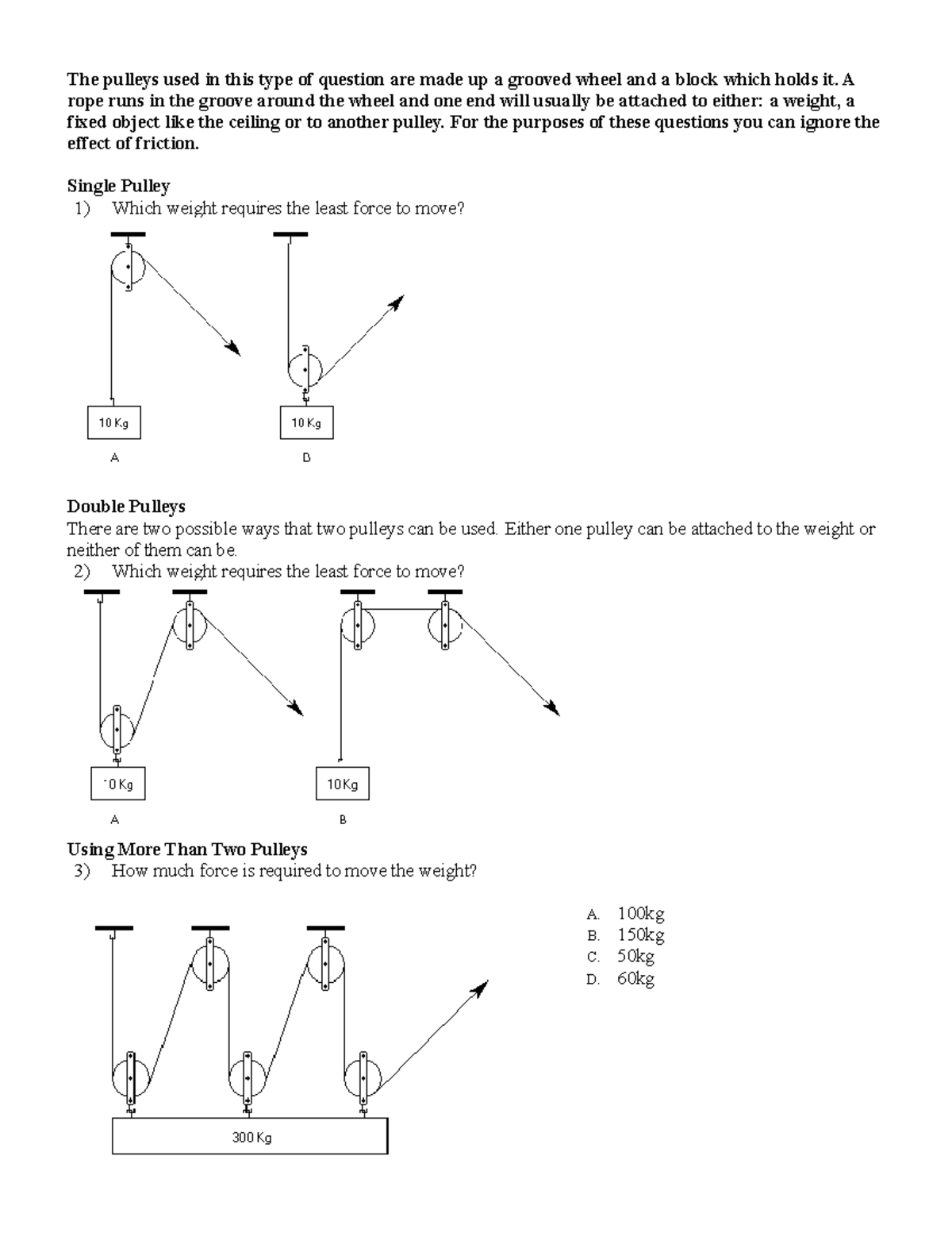 Pulley 3 tasks zadania do cwiczen The pulleys used in this type