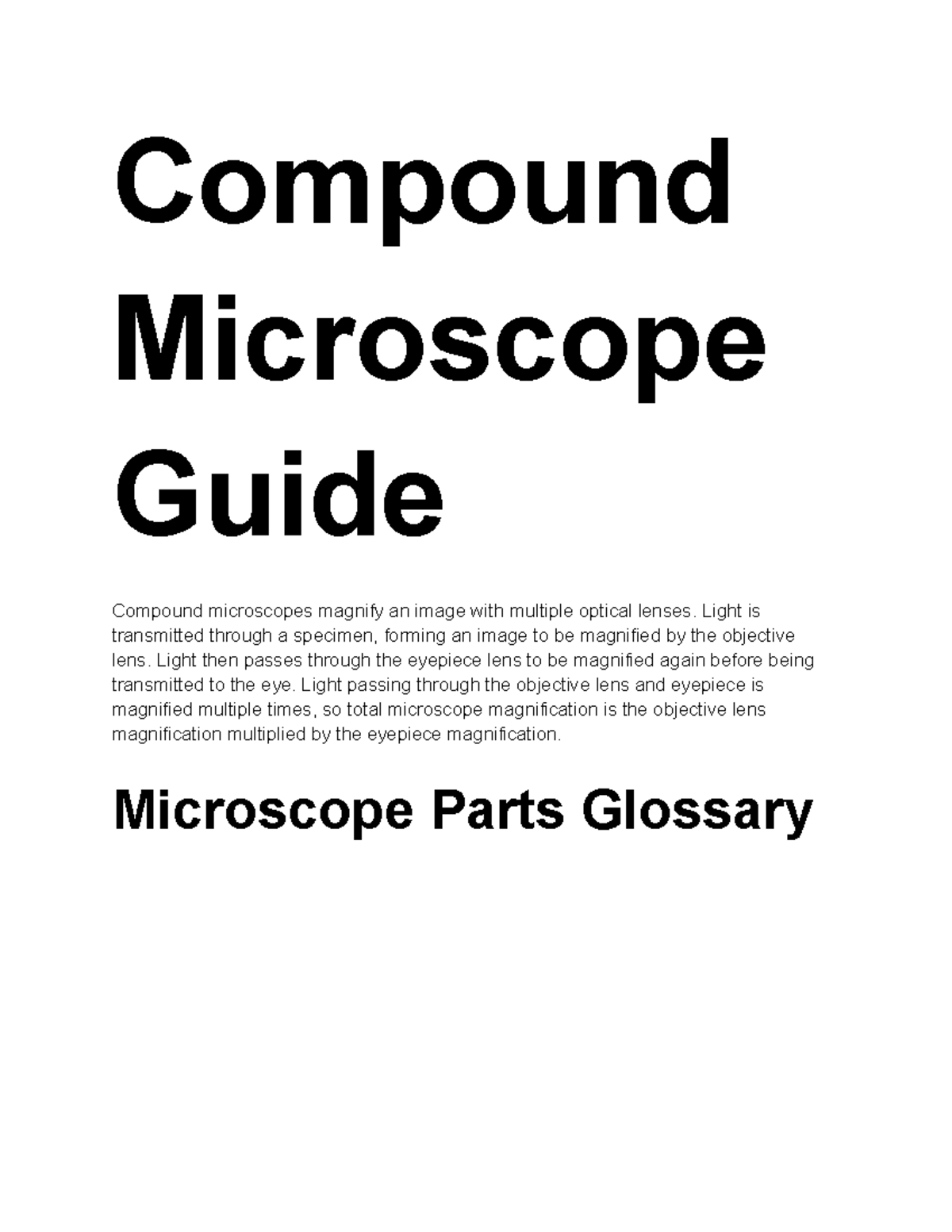 Microscope rules notes Compound Microscope Guide Compound