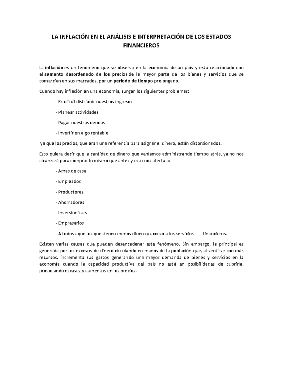 LA Inflación Y Presupuesto - LA INFLACI”N EN EL AN¡LISIS E INTERPRETACI ...