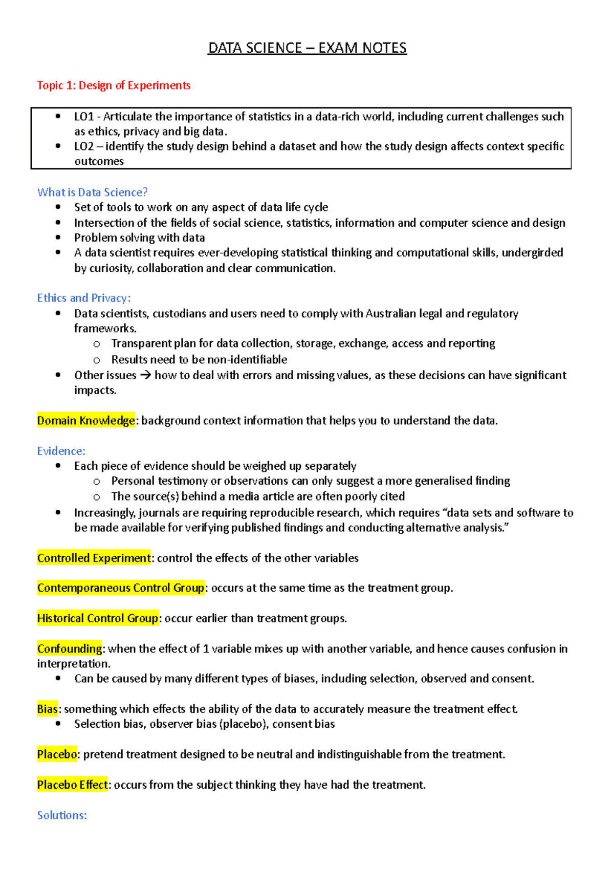 Data Science Exam Notes - Studocu