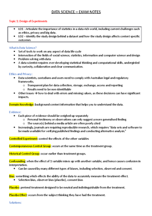 Topic 1 Flashcards (Design Of Experiments) - DATA1001 Topic 1 ...