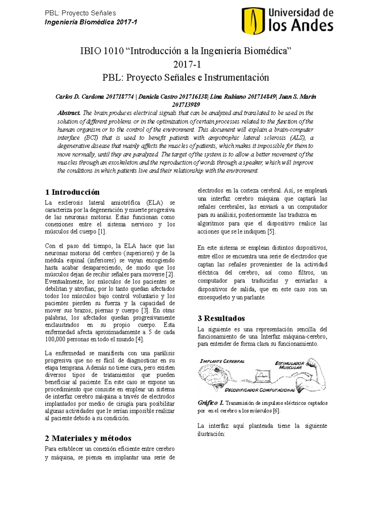 PBL Señales - Nota: 5/5 - PBL: Proyecto IBIO 1010 a la PBL: Proyecto e ...