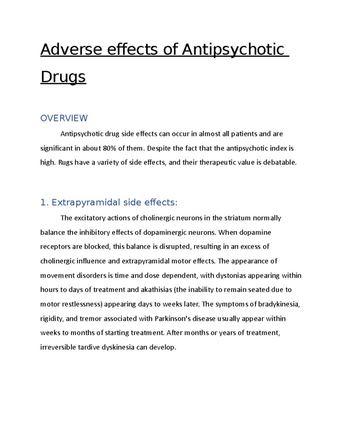 Adverse effects of Antipsychotic Drugs - Adverse effects of ...