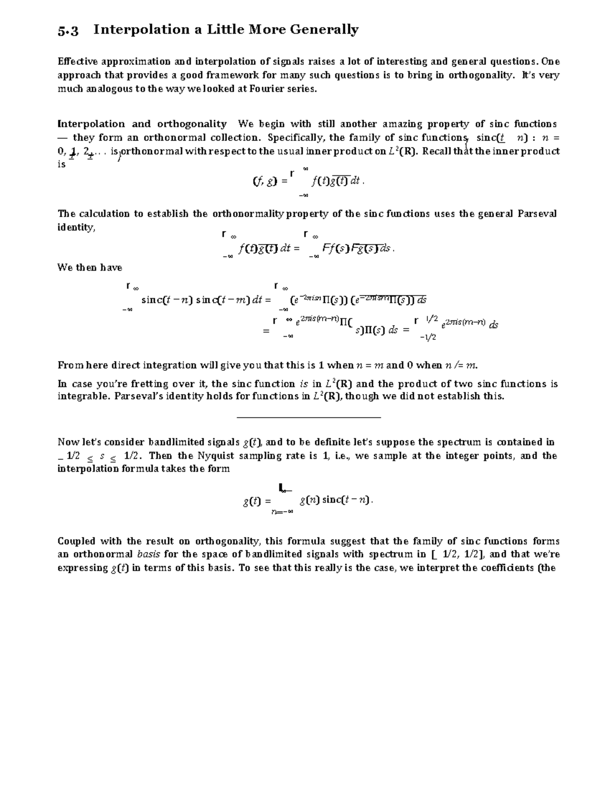 Interpolation a Little More Generally - ± ± } { − r r r − ≤ ≤ ∞ − 5 ...