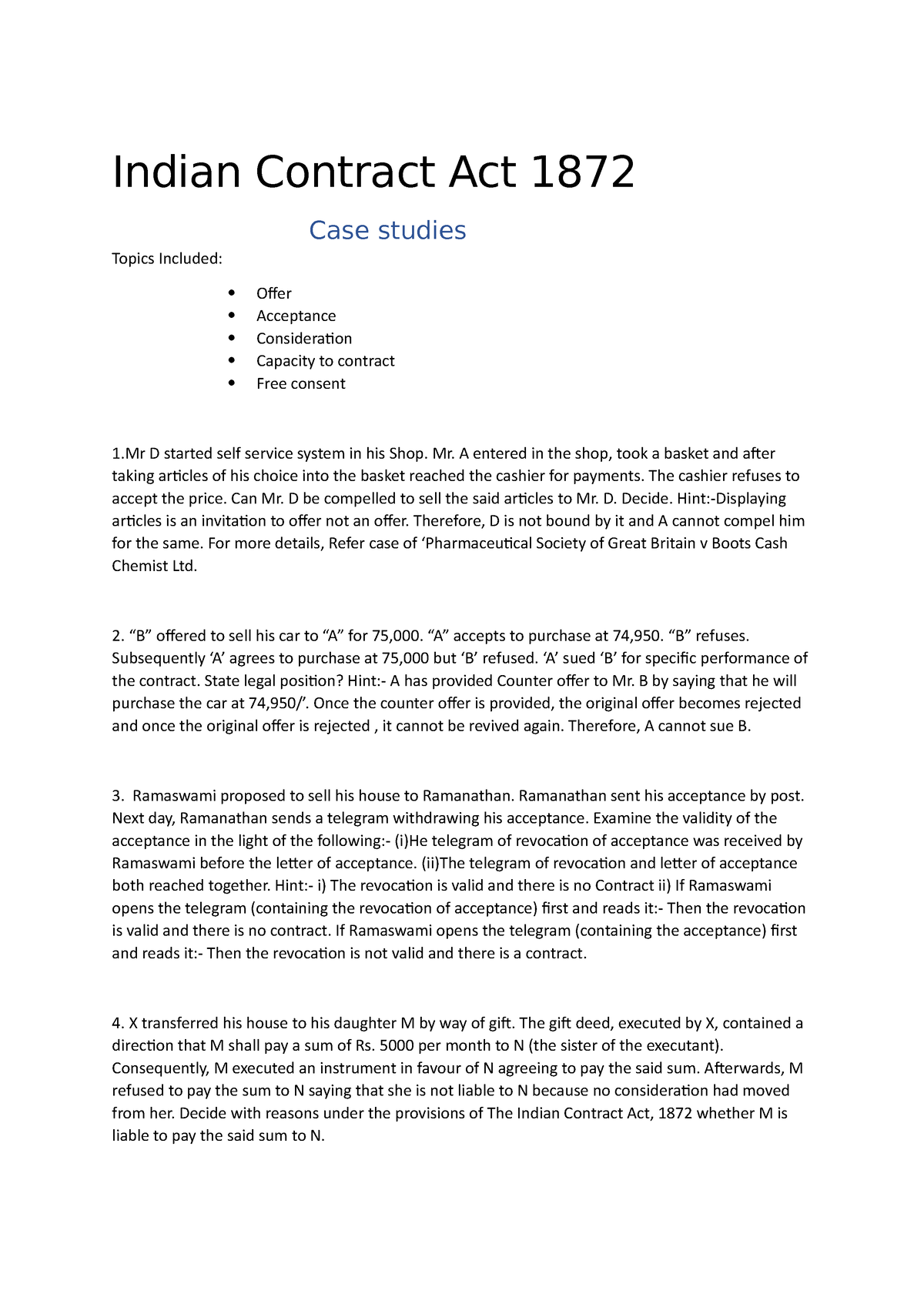 case study in indian contract act 1872