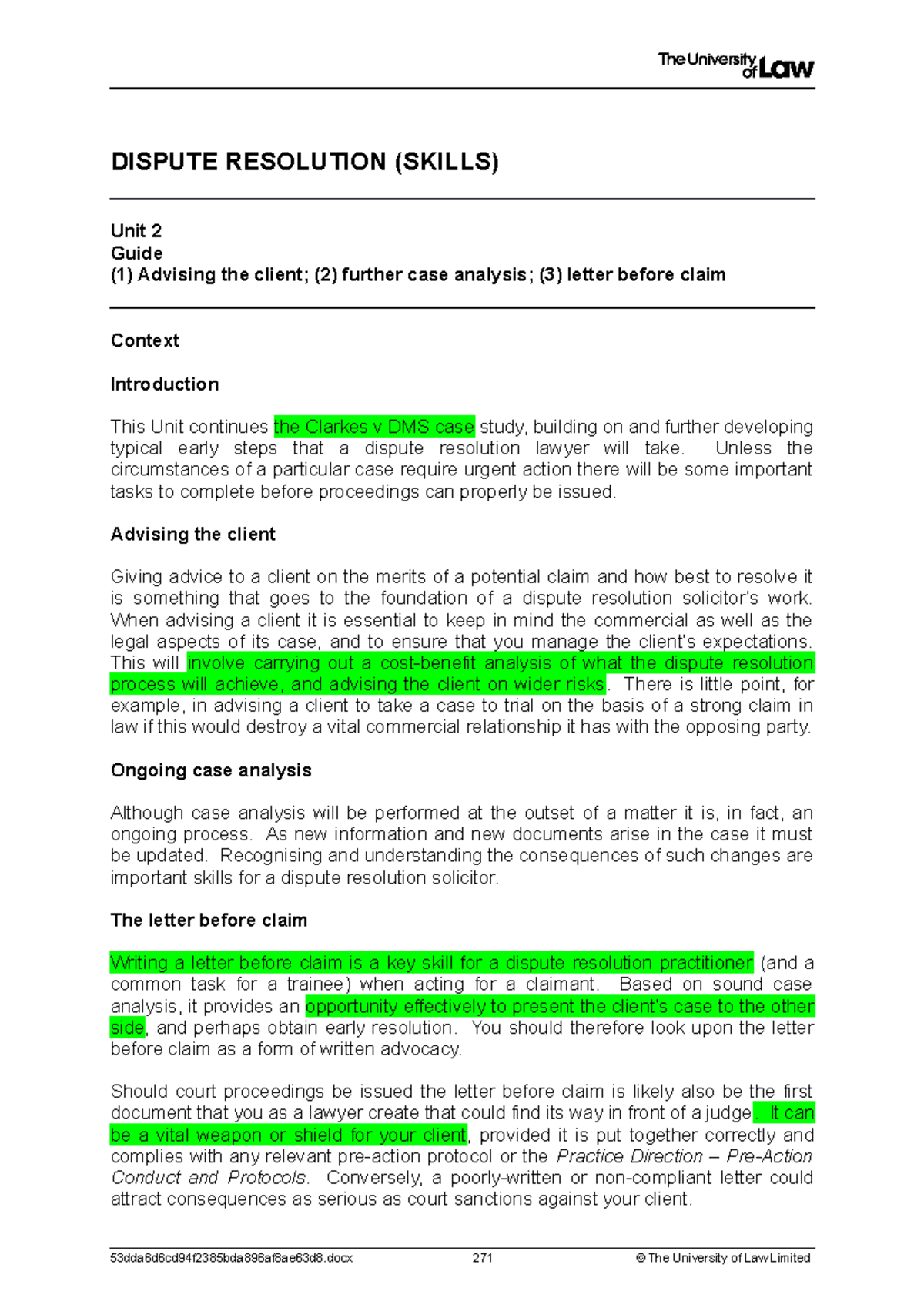 Workshop 4 dispute resolution - DISPUTE RESOLUTION (SKILLS) Unit 2 ...