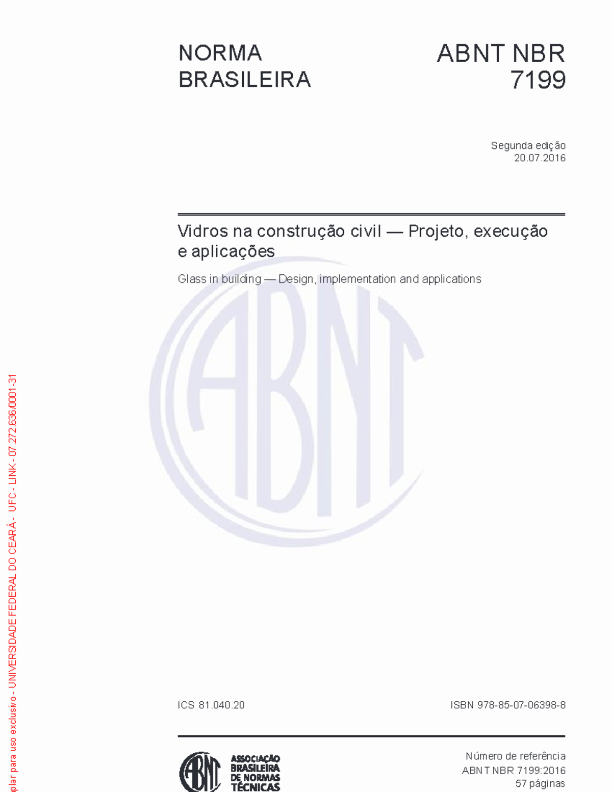 NBR 7199 - Vidros Na Construção Civil - Edição NORMA ABNT NBR ...