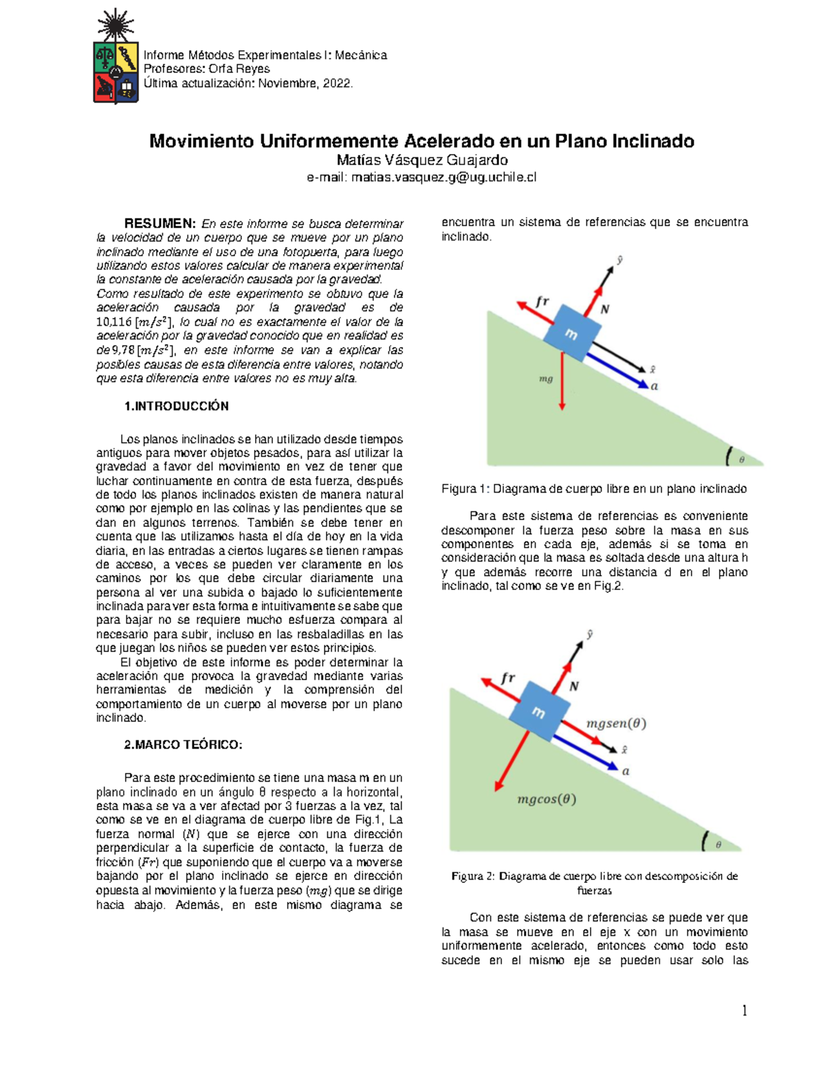 Informe 3-Movimiento Uniformemente Acelerado-MV - Profesores: Orfa ...