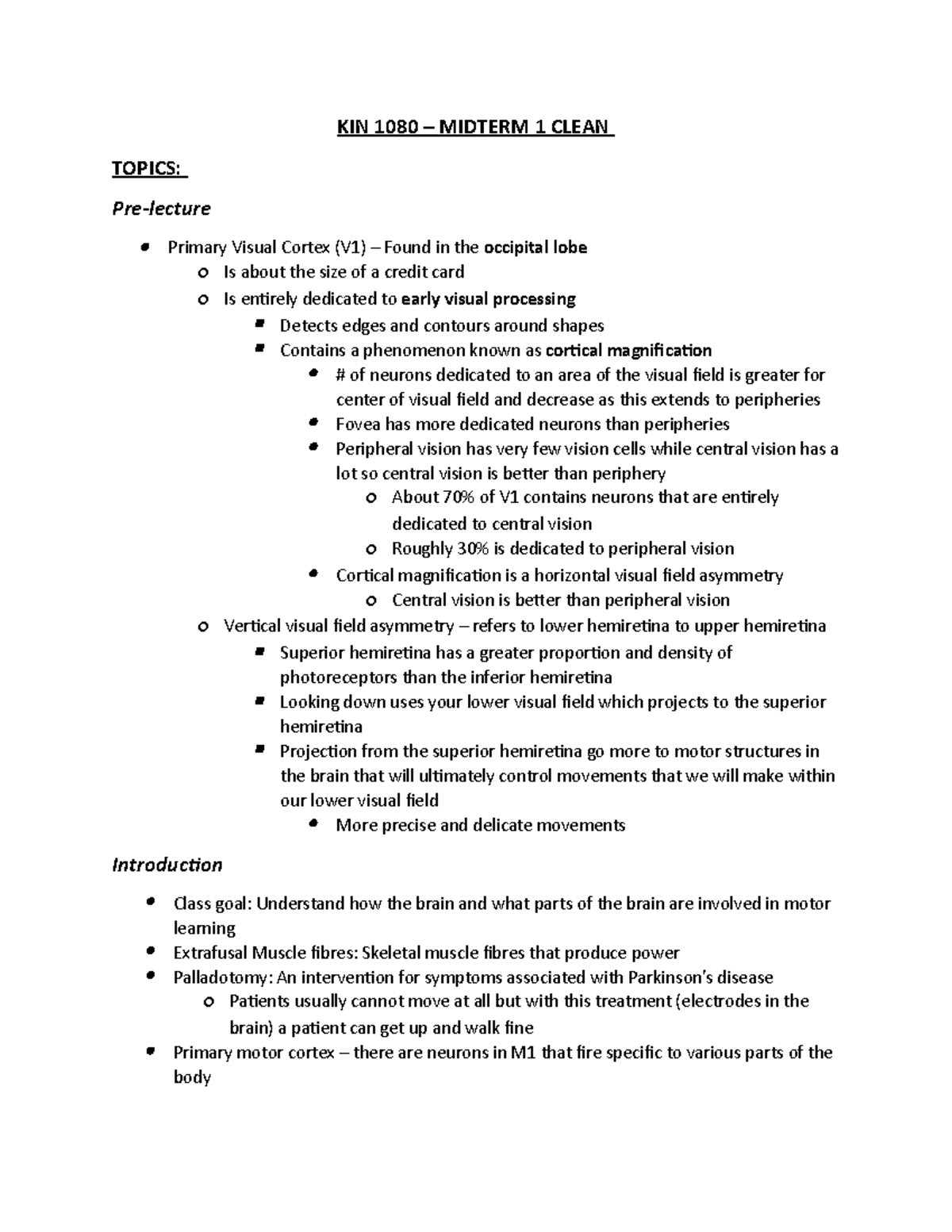 KIN 1080 Midterm One - Lecture notes 1-10 - KIN 1080 – MIDTERM 1 CLEAN ...