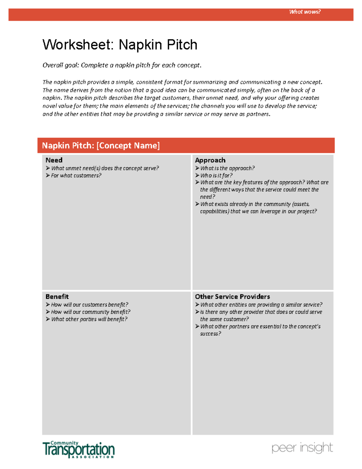 Napkin Pitch Worksheet Worksheet Napkin Pitch Overall goal Complete