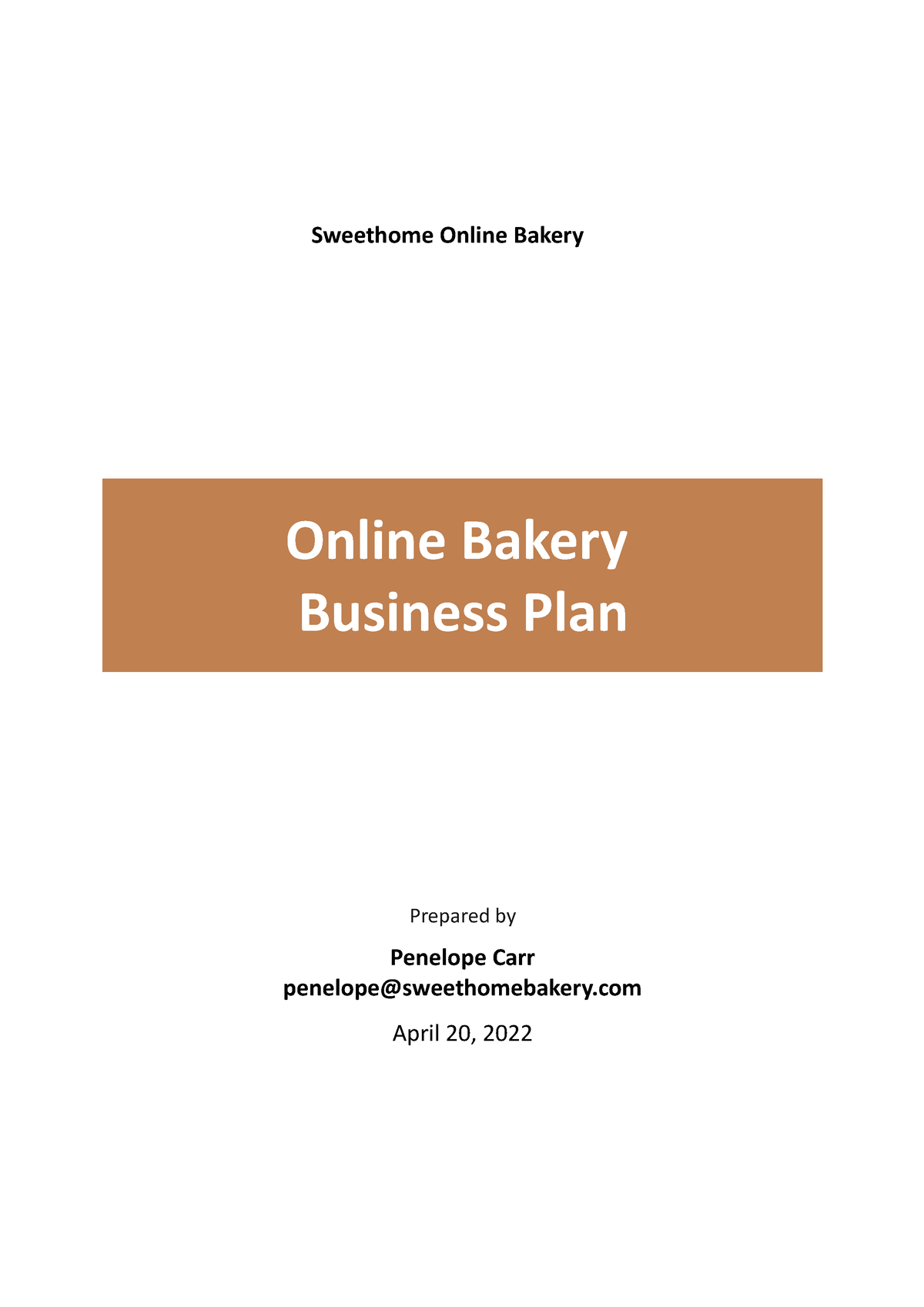 Online Bakery Business Plan Template Sweethome Online Bakery Online