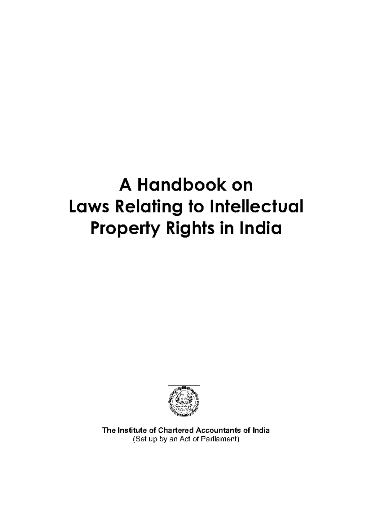CA ipr - Intellectual Property Rights - A Handbook on Laws Relating to ...