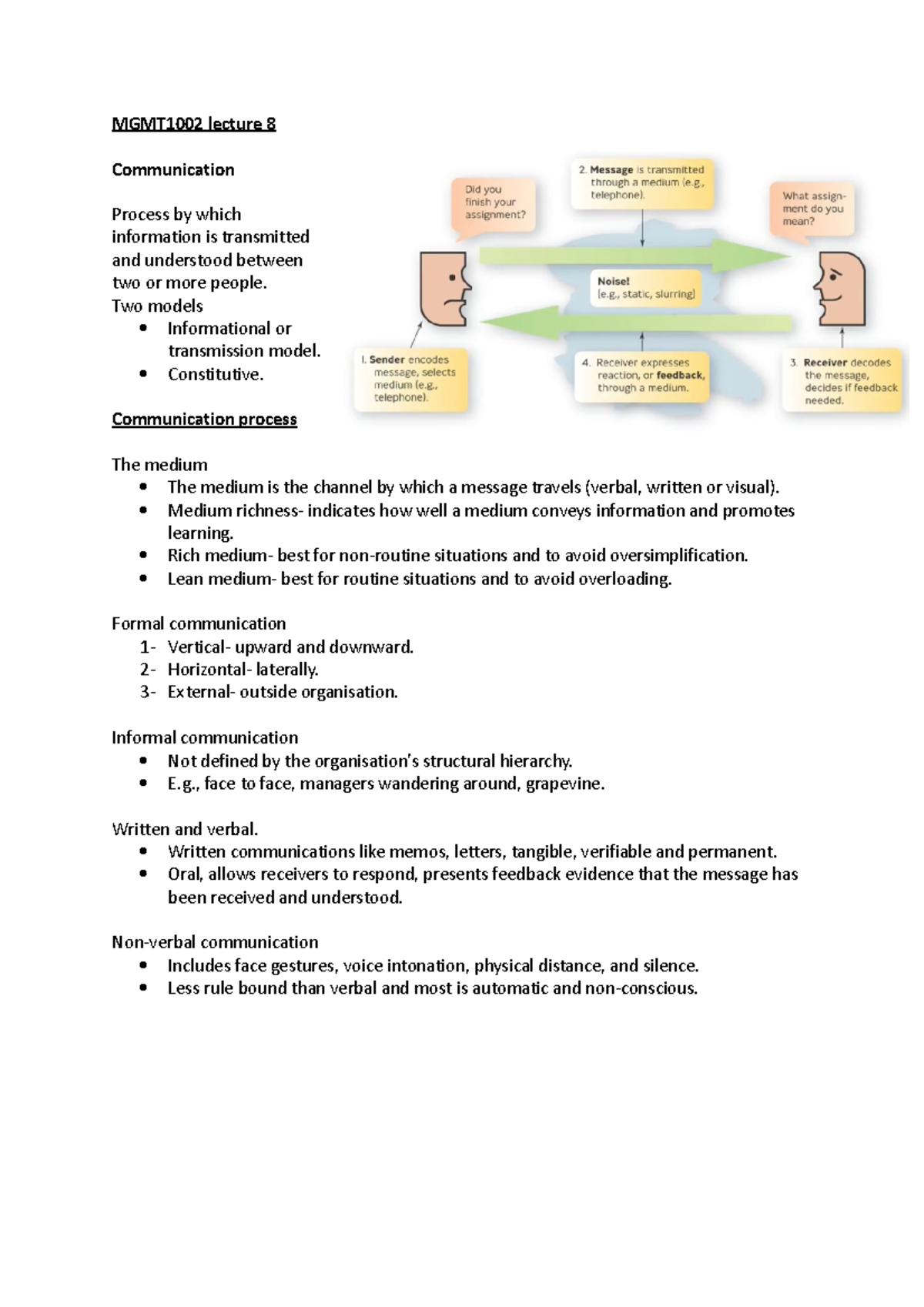 MGMT1002 lecture 8 - Two models Informational or transmission model ...