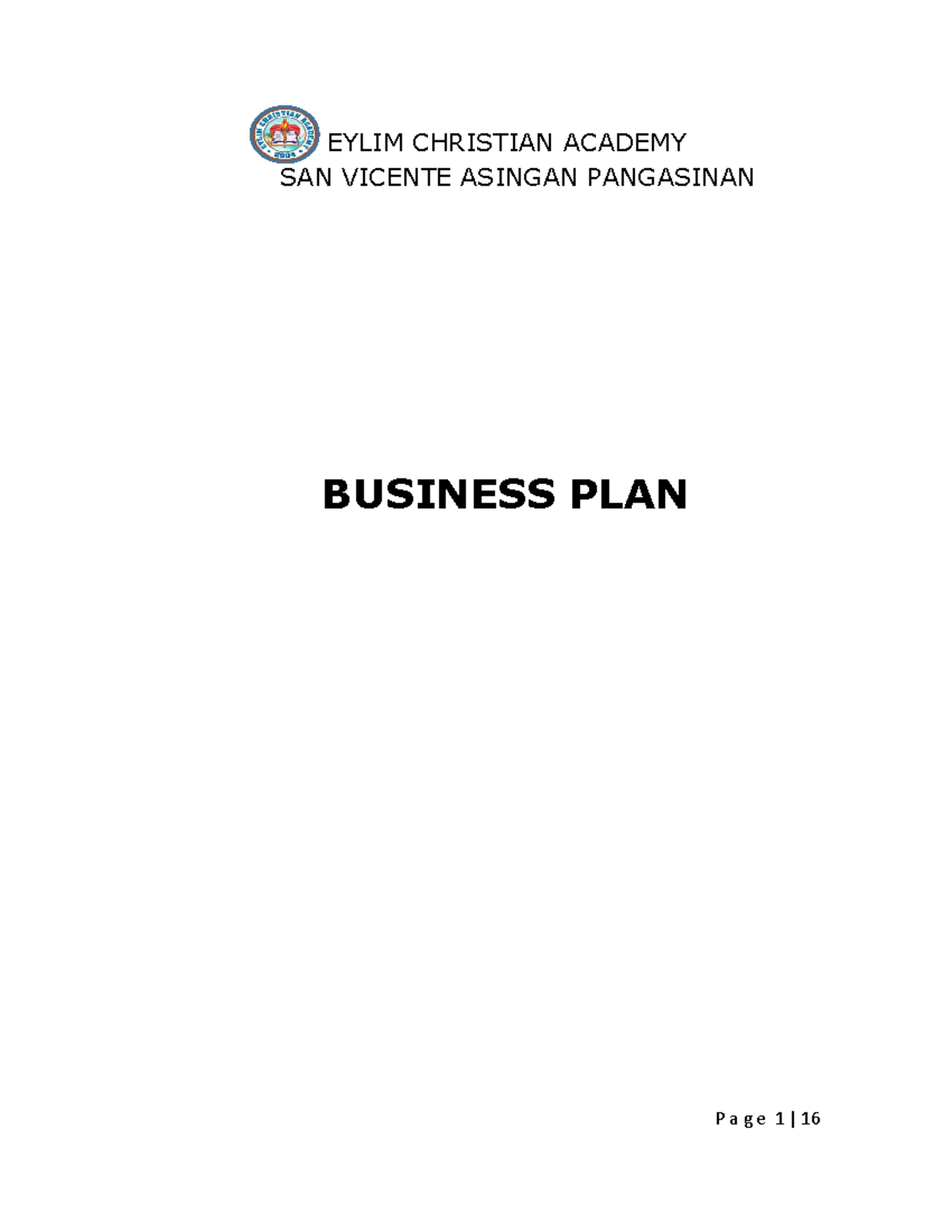 business plan for academic institution