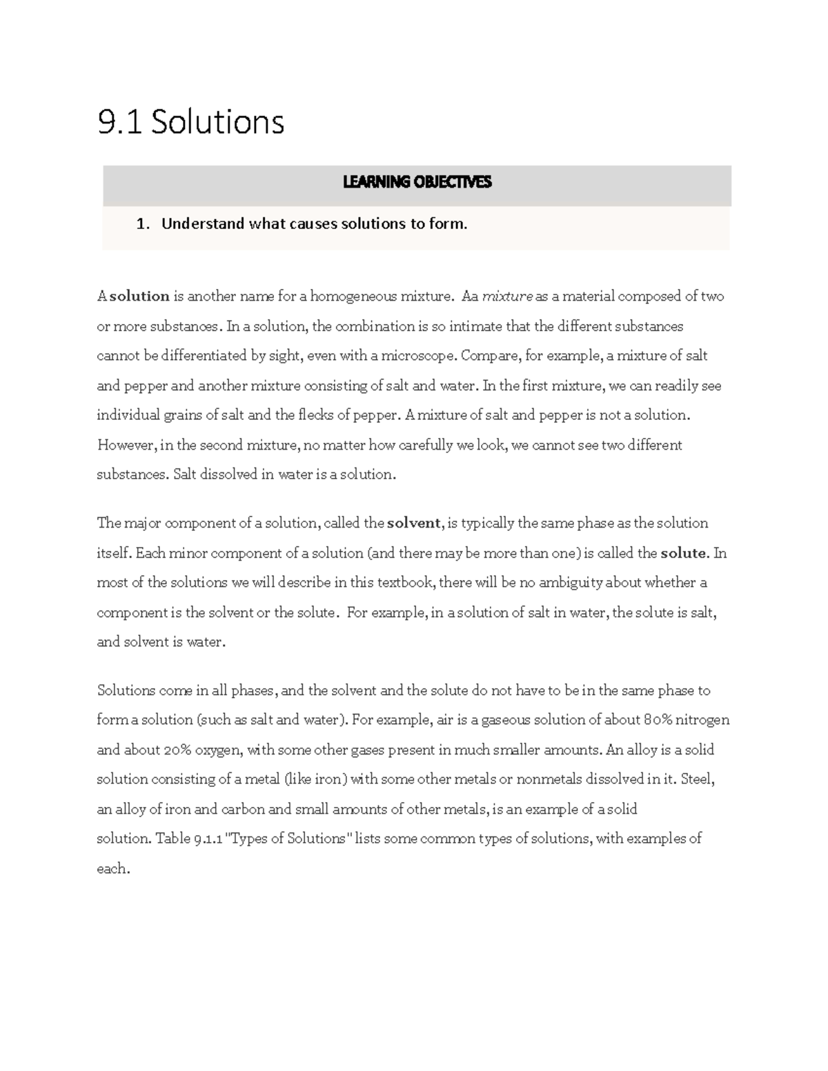 Section 9 Lecture Notes Ch 9 Solutions Solution Is Another Name For Homogeneous Mixture Mixture As Material Composed Of Two Or More Substances In Solution Studocu