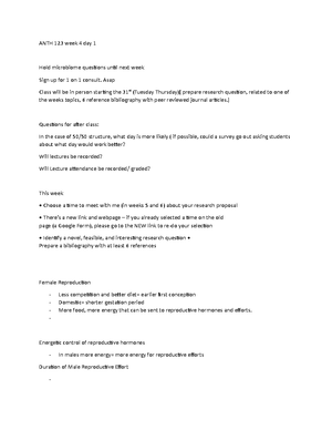 Anth 112z week 4 day 1 - ANTH week four day one of two per week all ...