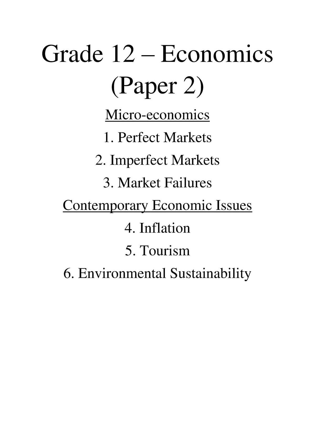 grade 12 essays economics