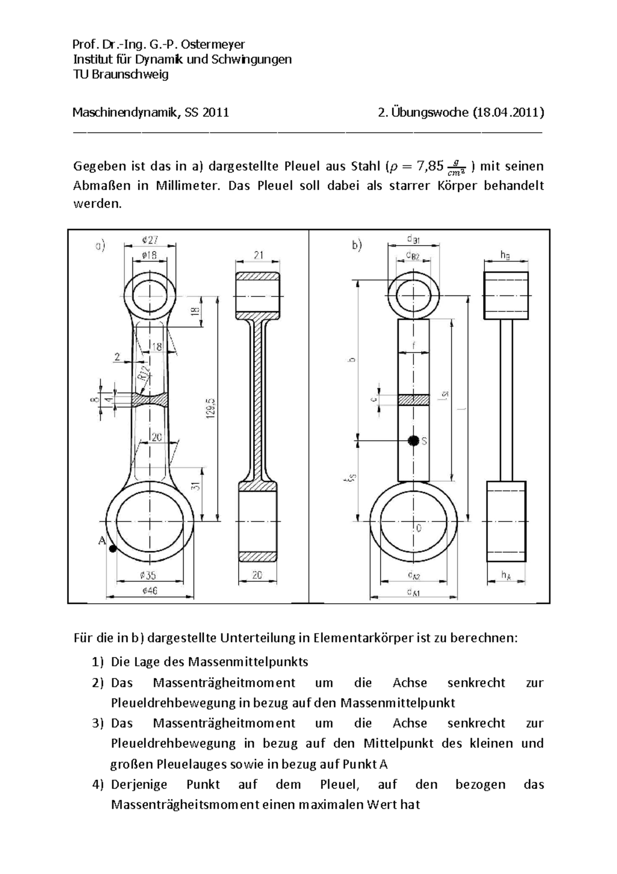 übungsaufgaben Mechatroniker Mit Lösungen Pdf Uebungsblatt Woche 2 - Maschinendynamik, SS 2011 Ubungsblatt - - Studocu