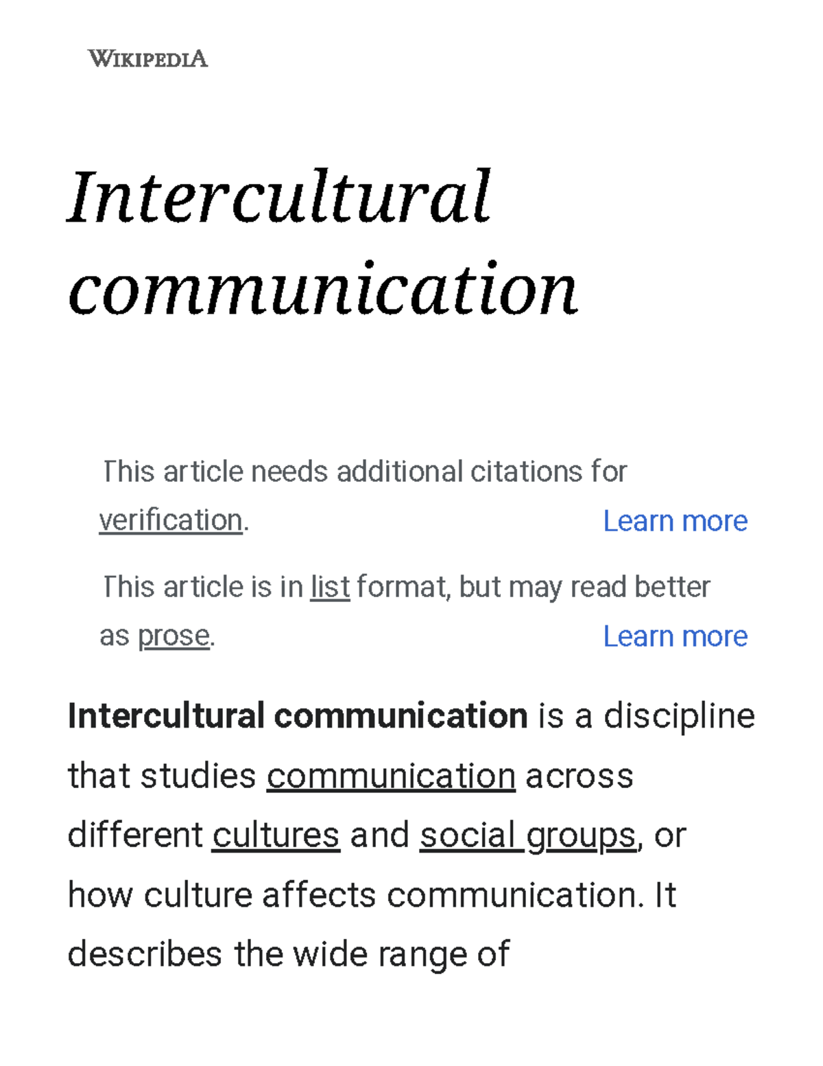 Intercultural Communication - Intercultural Communication Intercultural ...