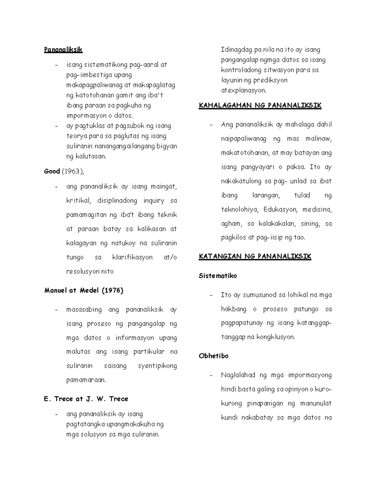 FIL154-Pananaliksik-Notes - Pananaliksik - isang sistematikong pag ...