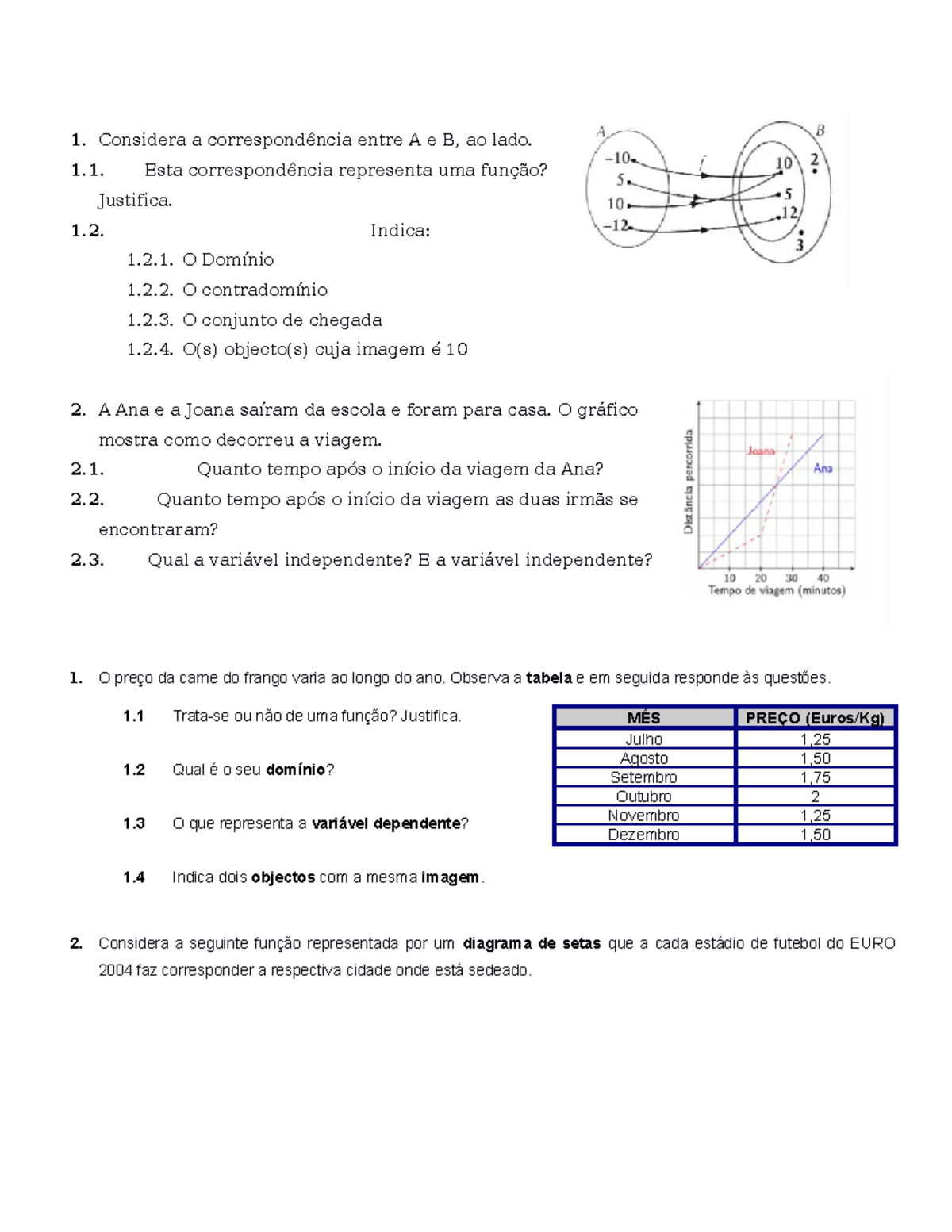 Ficha De Funções Polinomiais 1 Considera A Correspondência Entre A E