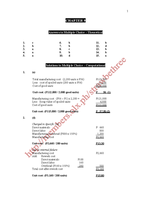 Cost Acctg Chapter 11 - Cost Acc - CHAPTER 11 Answers To Multiple ...